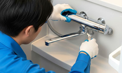 お風呂の水漏れ修理開始