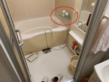 大阪市浪速区の浴室蛇口水漏れの様子