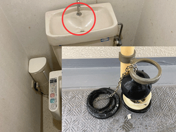 大阪市淀川区のトイレ水漏れ修理の様子