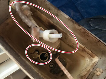 草津市のトイレが水漏れしている原因個所