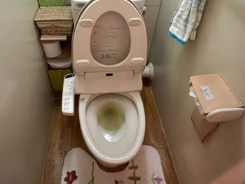 東大阪市のトイレがつまっている様子