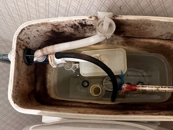 栗東市で水漏れしているトイレの様子