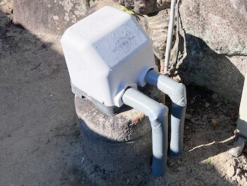 京都市左京区の井戸ポンプの水道管を修理した様子